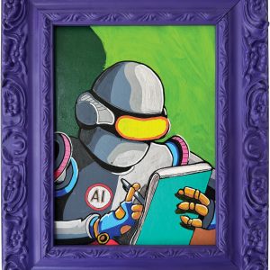 Tommy Paone, AI EXPERT, 28 X 34 cm, tecnica mista su tela, 2025