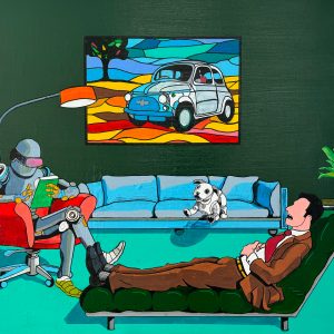 Tommy Paone, Psycho, tecnica mista su tela, 120 x 100 cm, 2025