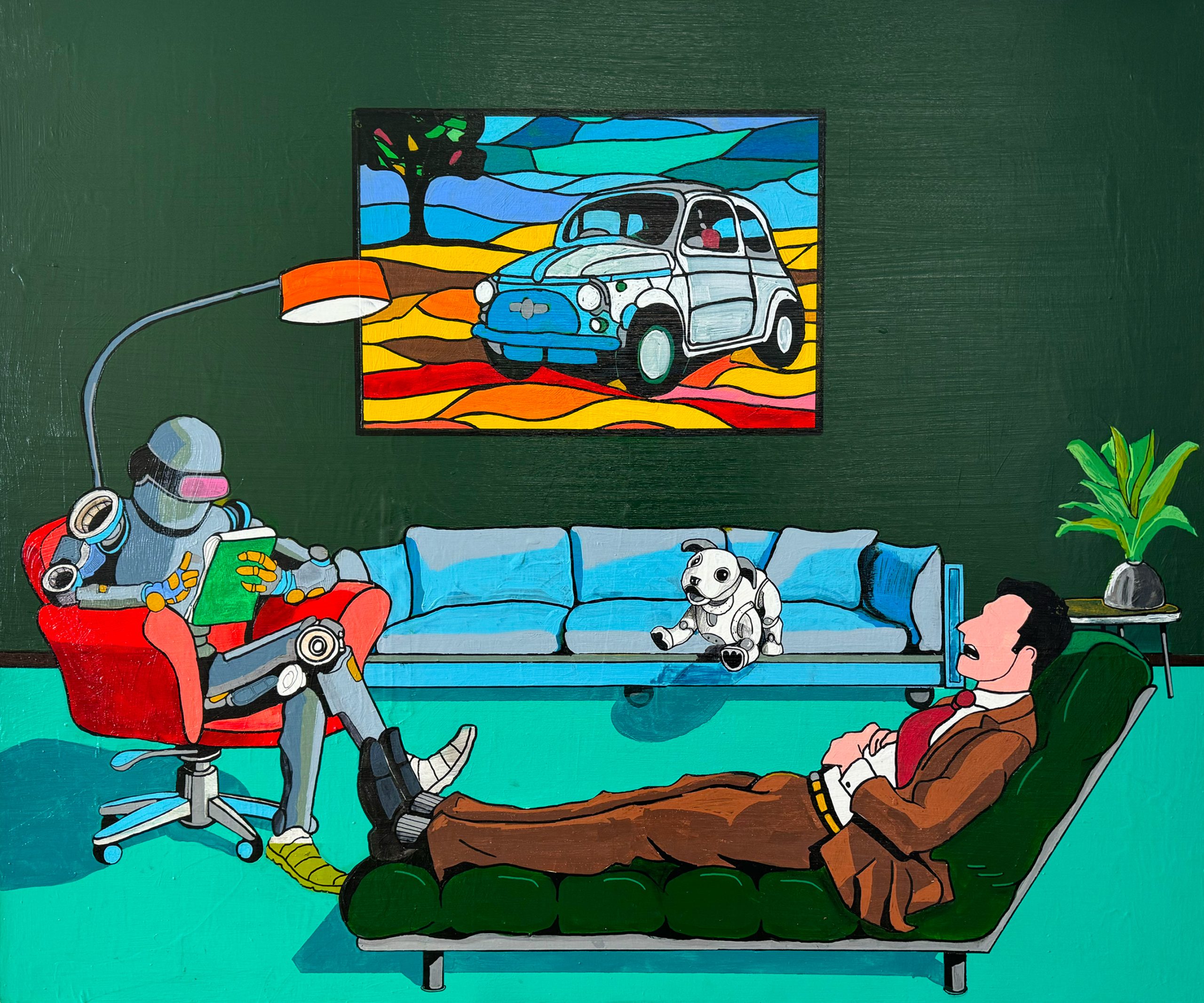 Tommy Paone, Psycho, tecnica mista su tela, 120 x 100 cm, 2025